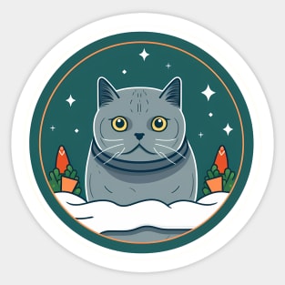 British Shorthair Cat Xmas Ornament, Love Cats Sticker